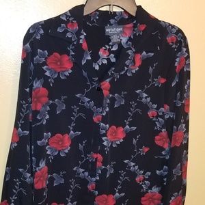 Notations flower button up shirt
